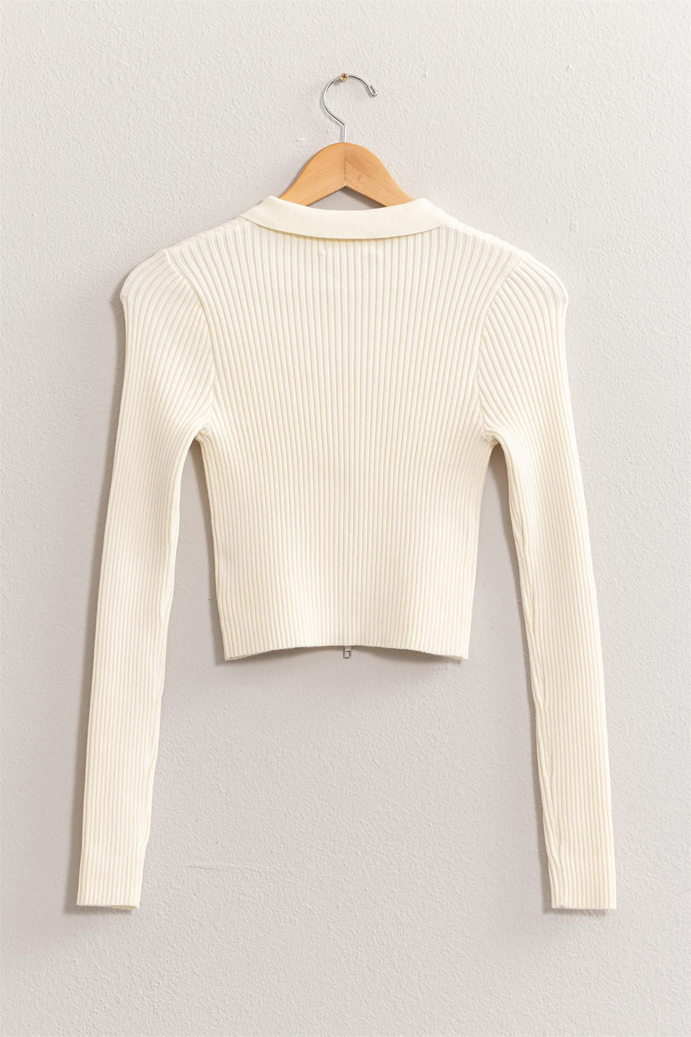 Stilla | Ribbet Dobbelt Lynlås Cropped Cardigan