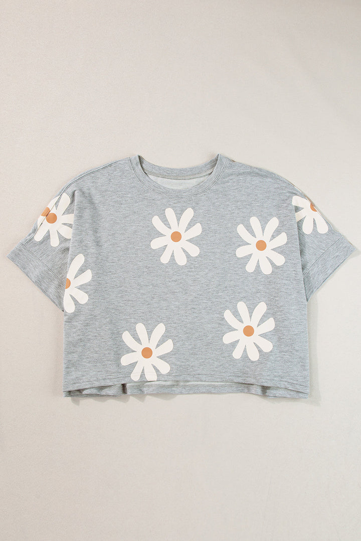 Stilla | Kortærmet Casual T-shirt Med Blomstertryk Til Kvinder
