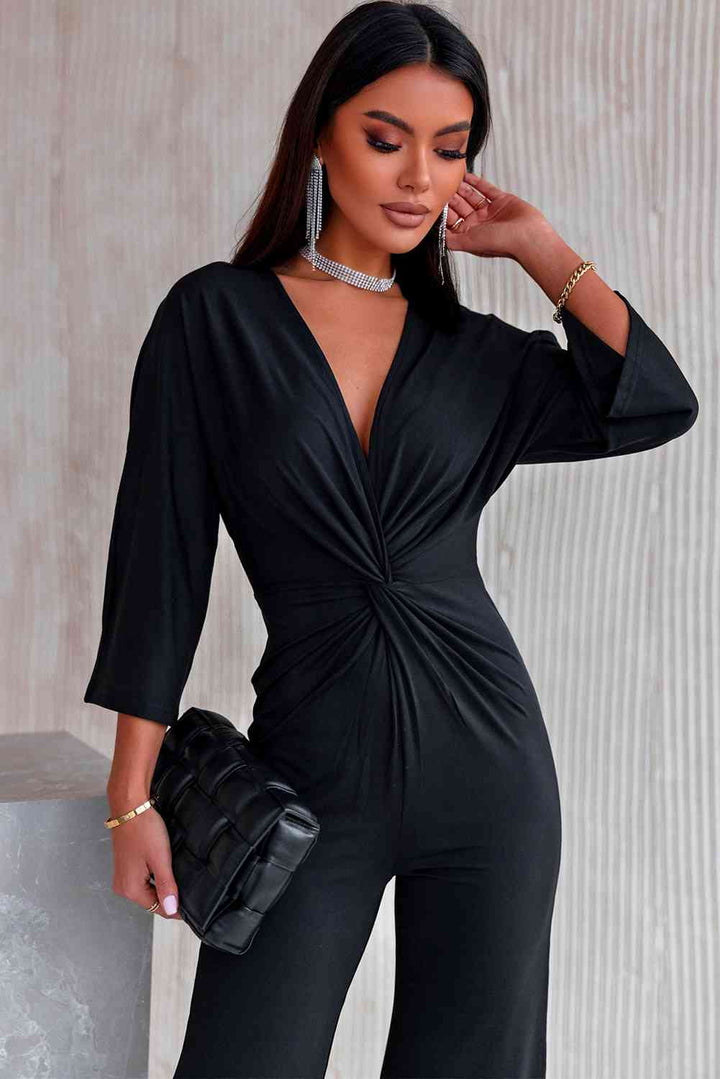 Stilla | Plunge Trekvart Ærme Jumpsuit
