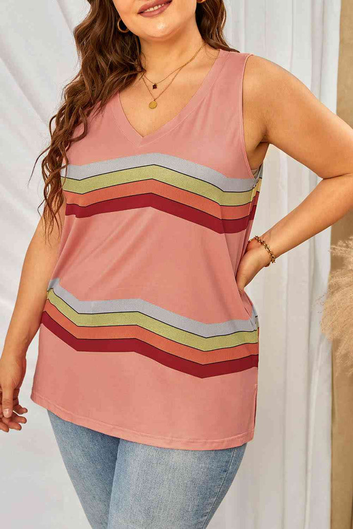 Stilla | Plus Size Printed V-hals Tank