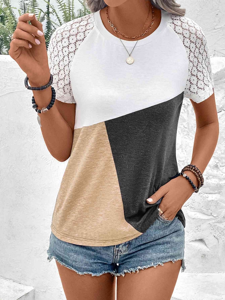 Stilla | Block Raglan Ærme Rund Hals T-shirt