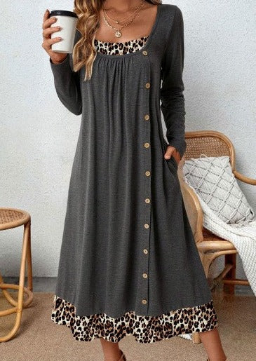Stilla | Casual A-line Kjole Til Kvinder Med Leopardprint