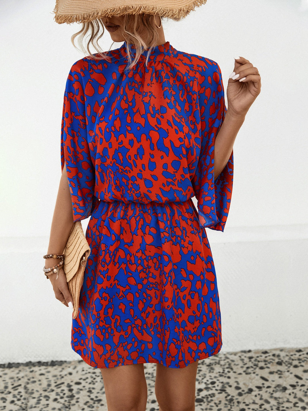 Stilla | Printet Mock Neck Mini Kjole