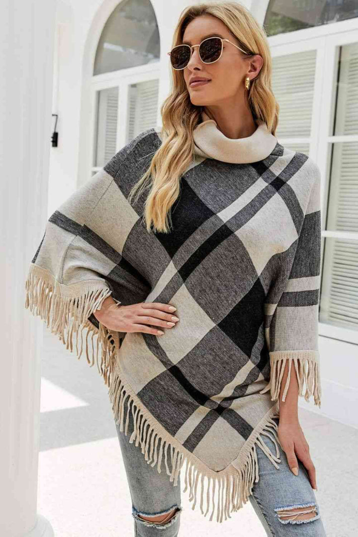 Stilla | Turtleneck Frynse Kant Poncho