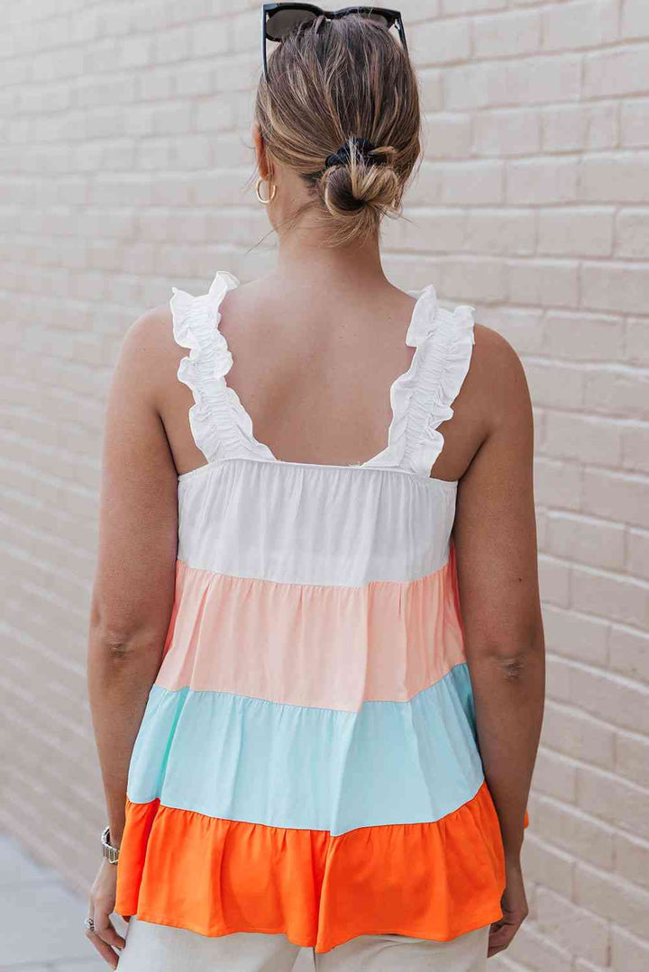 Stilla | Farveblok Ruffle Strop Tank