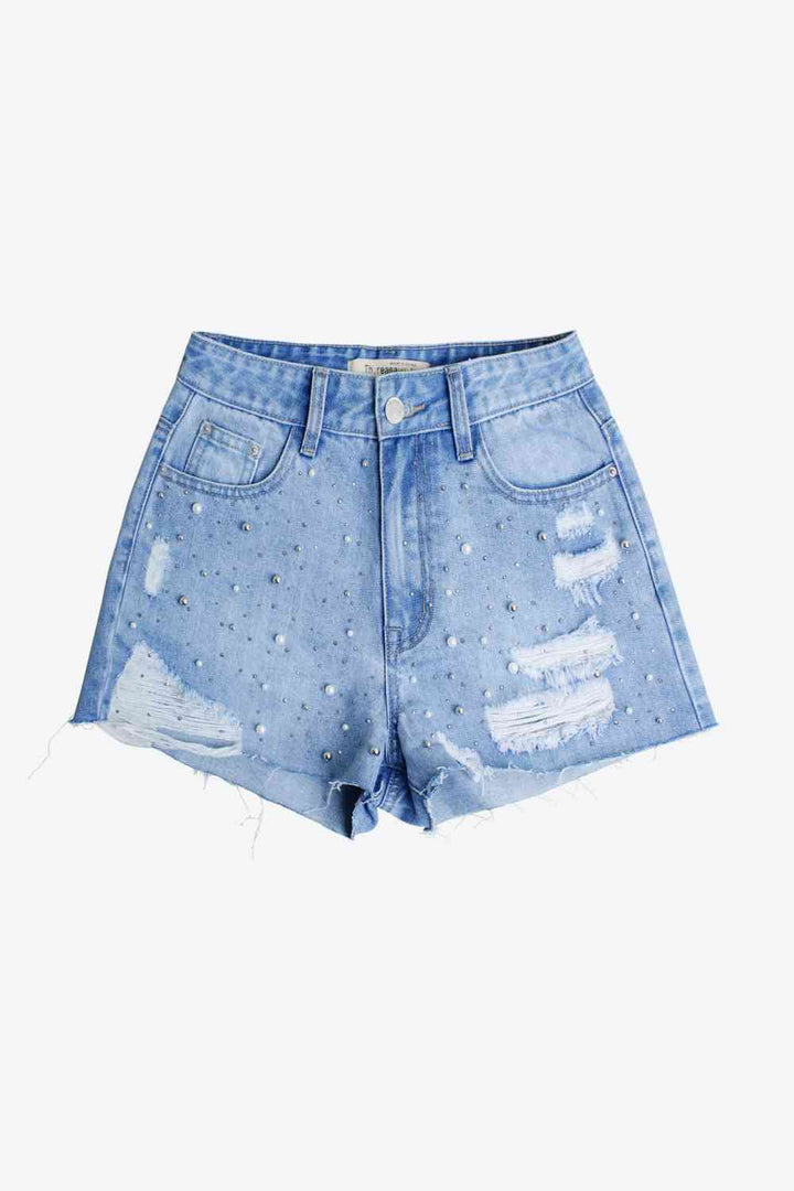 Stilla | Størrelse Distressed Bead Denim Shorts