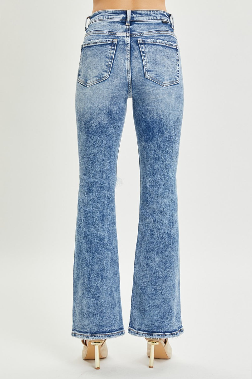 Stilla | Full Size High Rise Distressed Flare Jeans