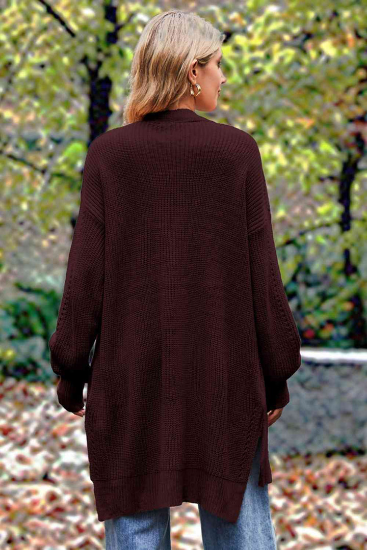 Stilla | Langærmet Åben Front Slids Cardigan