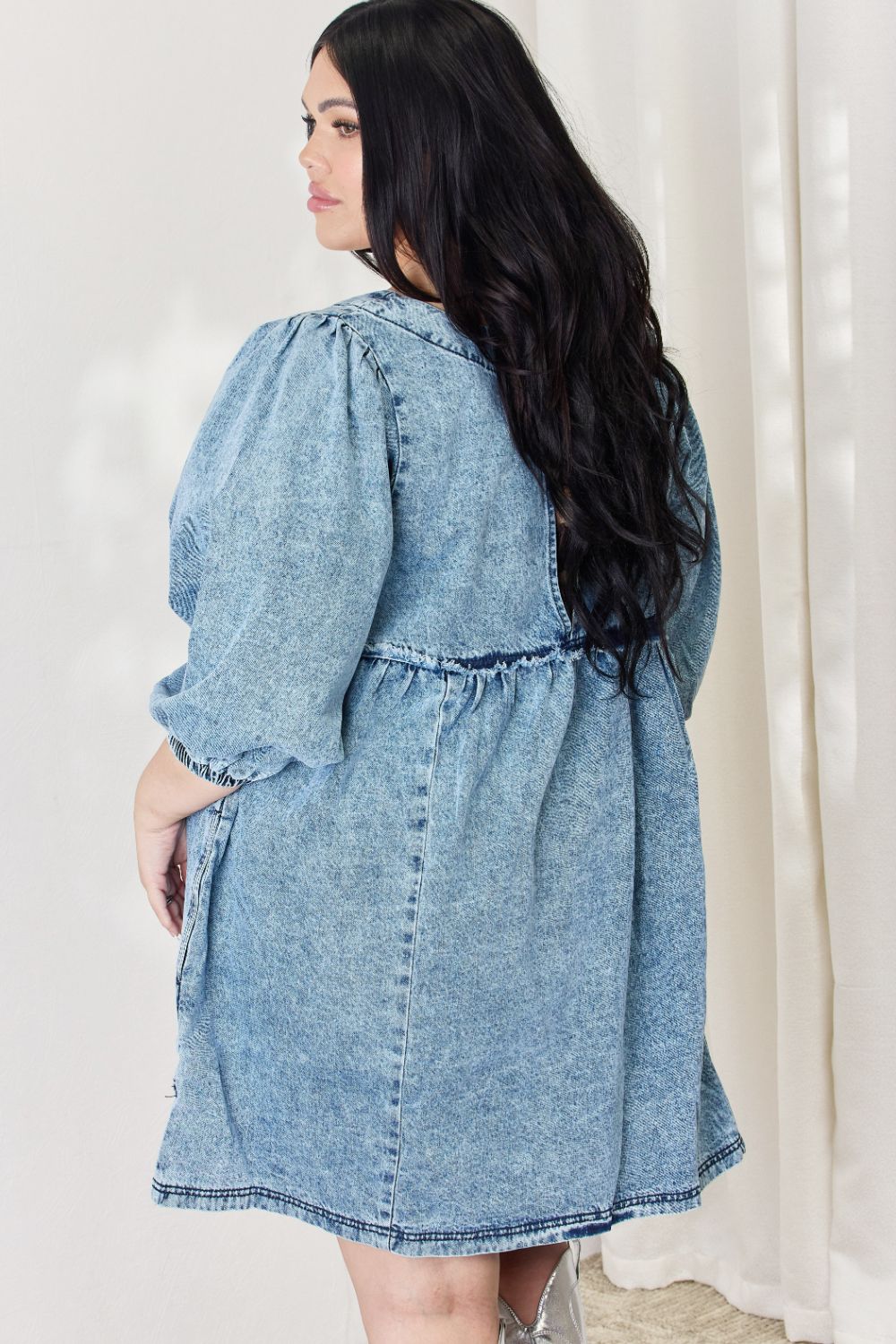 Stilla | Full Size Oversized Denim Babydoll Kjole