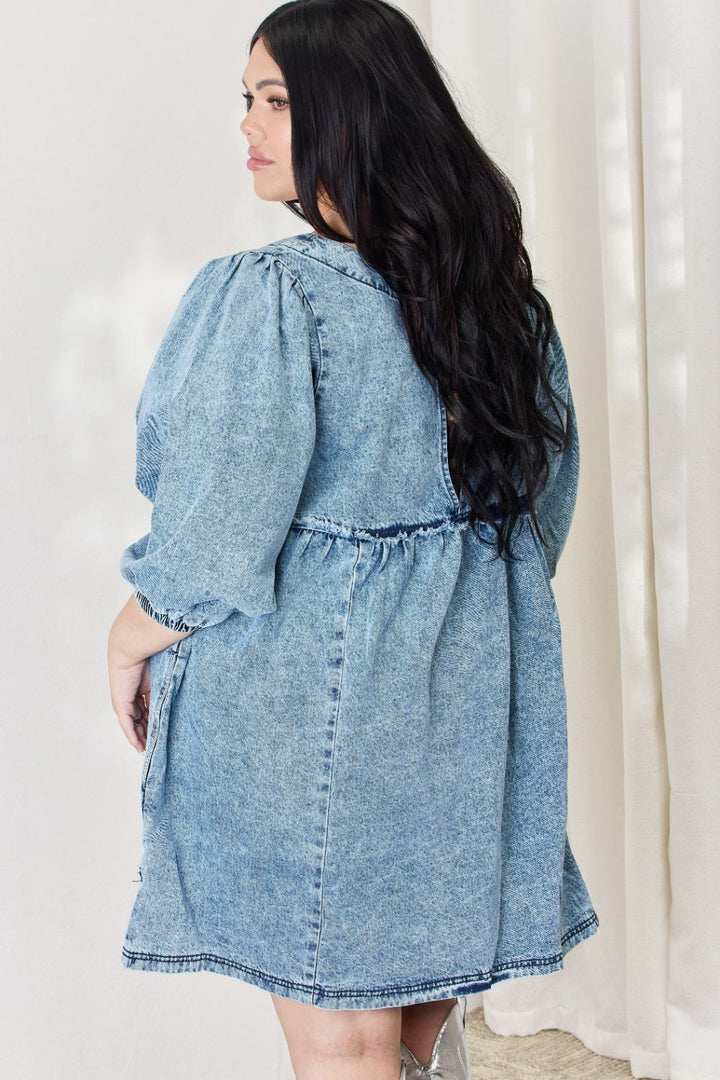 Stilla | Full Size Oversized Denim Babydoll Kjole