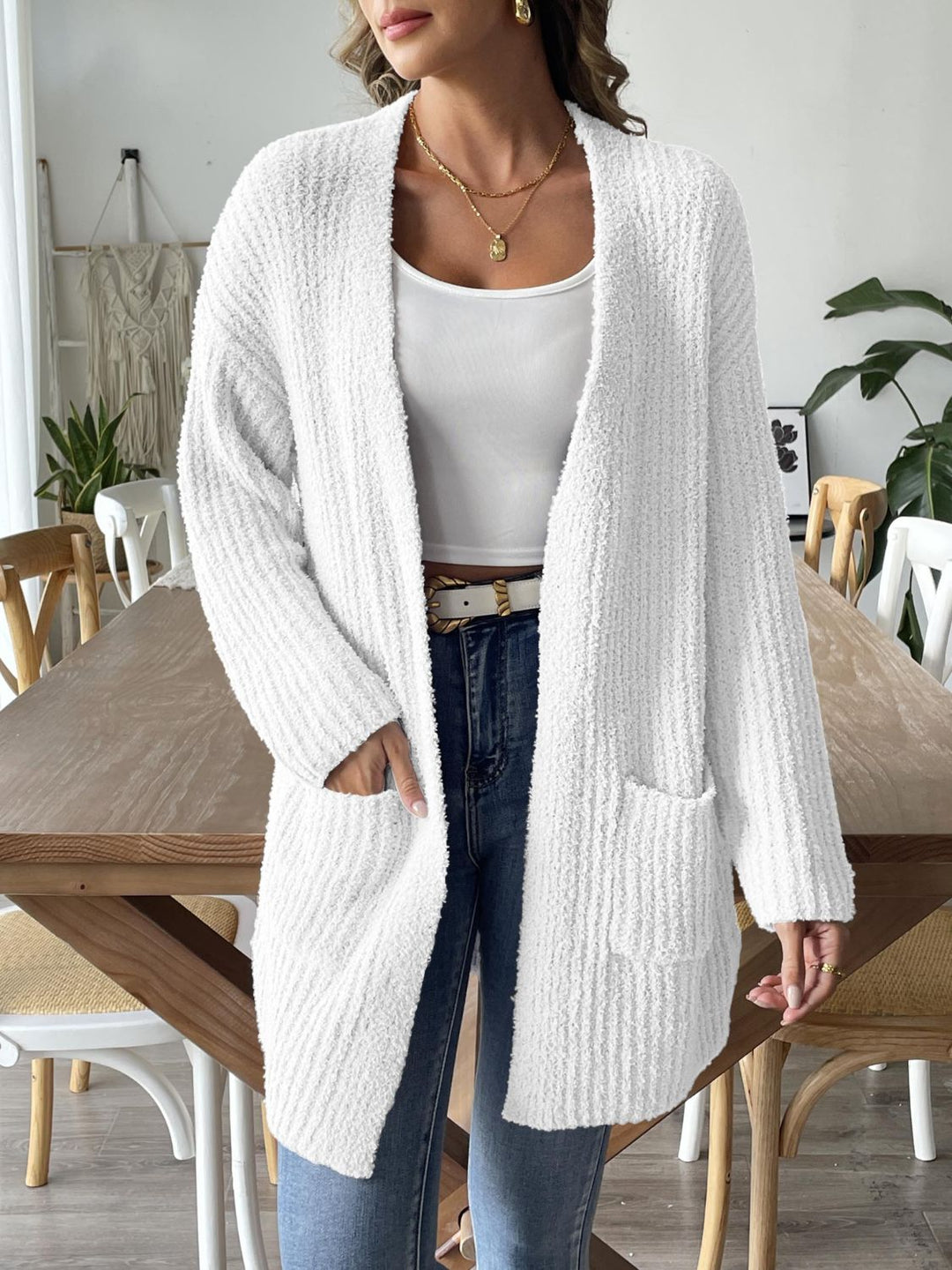 Stilla | Åben Strikjakke med Blødt Materiale til Behageligt Look