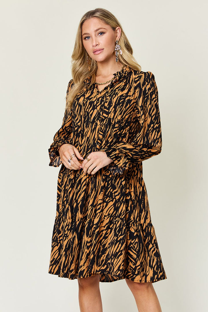 Stilla | Tag Full Size Printed Ruffle Hem Langærmet Kjole