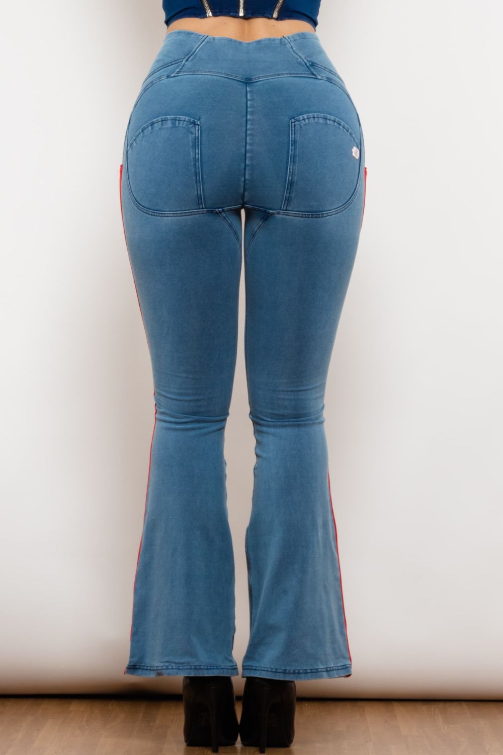 Stilla | Stribet Lynlås Lukning Bootcut Jeans