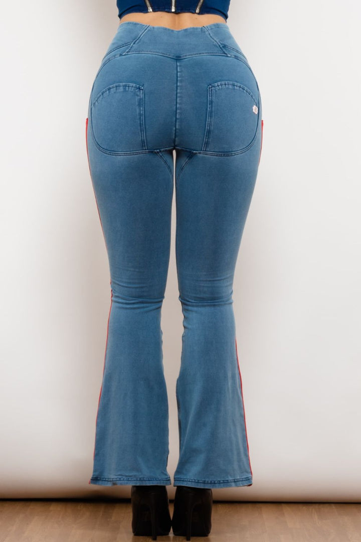 Stilla | Stribet Lynlås Lukning Bootcut Jeans