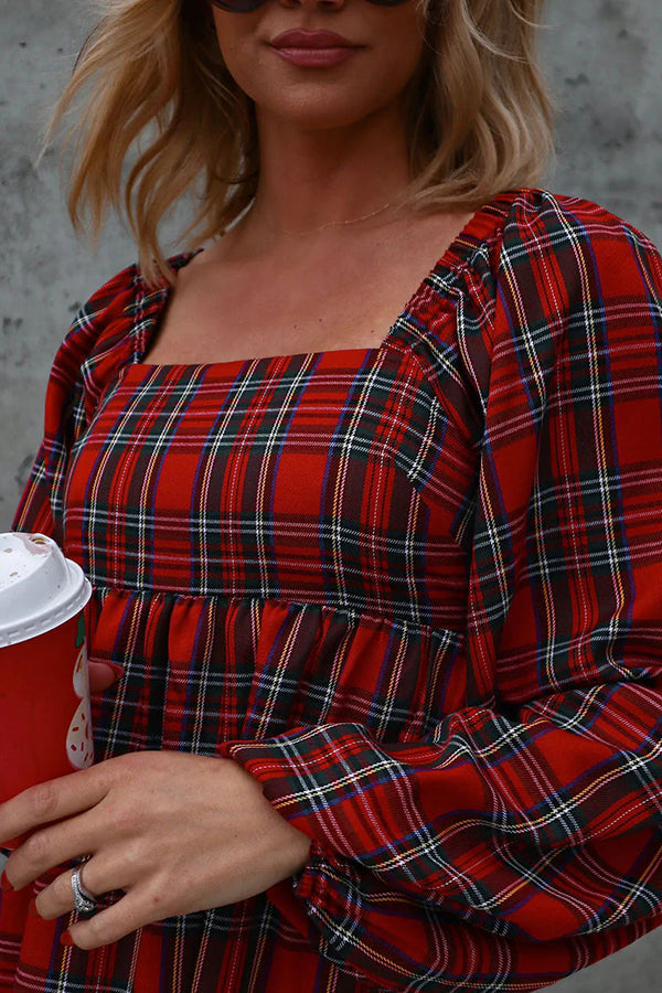 Stilla | A-lovely Time Plaid Babydoll Kjole
