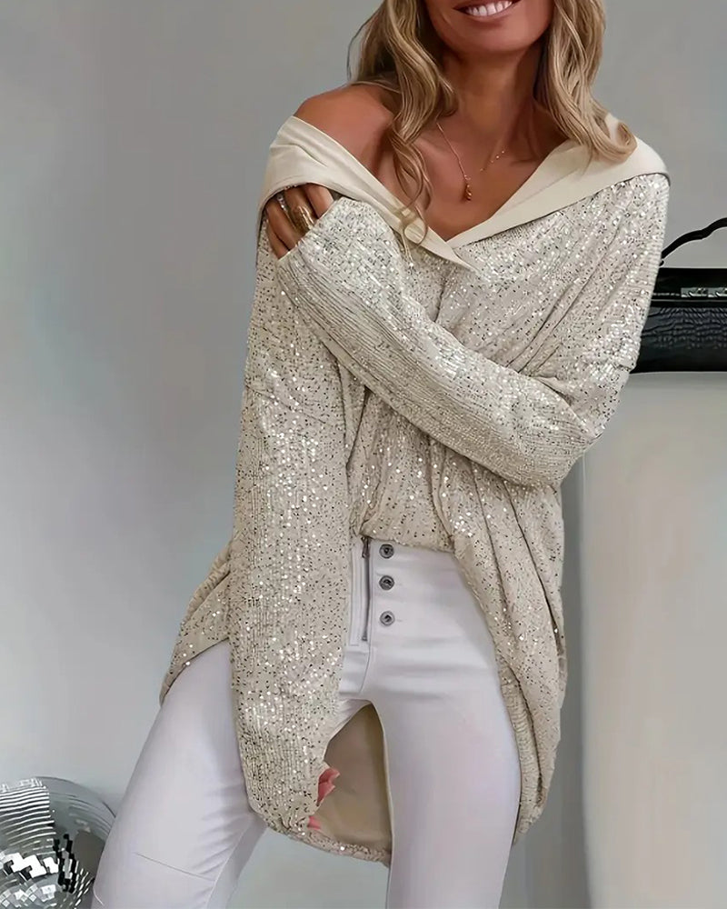 Stilla | Dame Glitter Paillette Løs Pasform