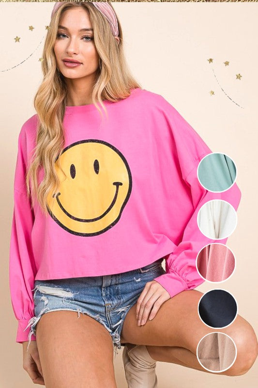 Stilla | Ansigt Langærmet Crop Top