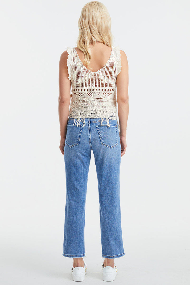 Stilla | Full Size Høj Talje Raw Hem Straight Jeans