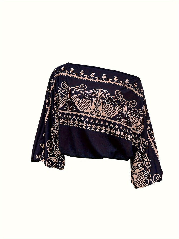 Stilla | Etisk Boho Bluse Med Bar Skulder Og Brede Flagermusærmer, Perfekt Til Forår Og Efterår