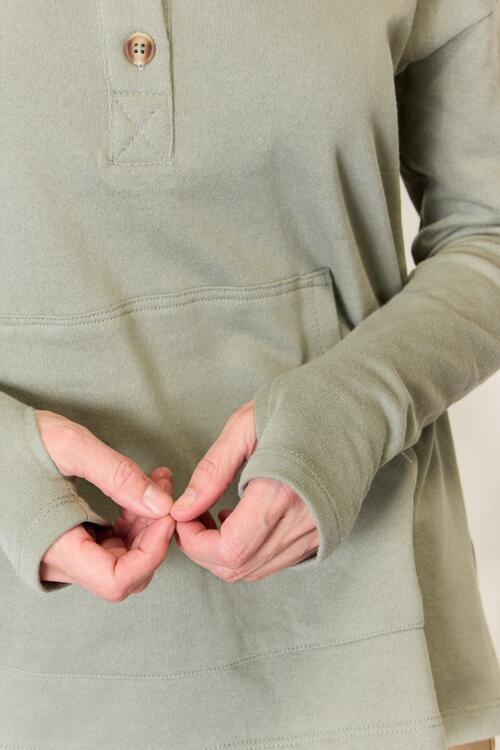 Stilla | Code Full Size Halv Knap Hoodie