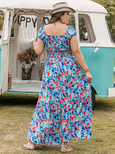 Stilla | Plus Size Printet Kapærme Kjole