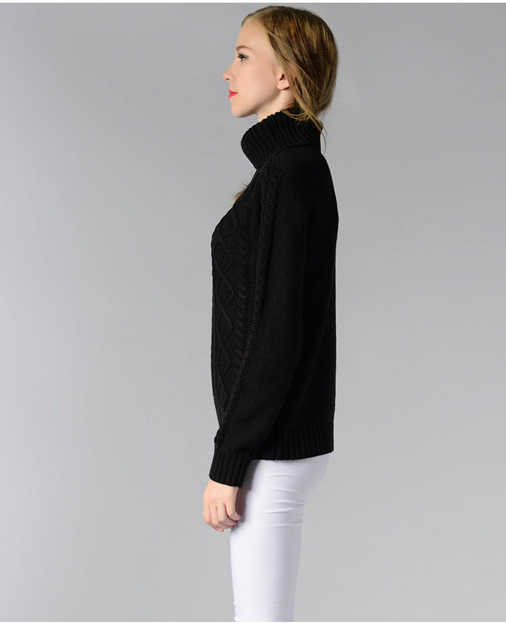 Skovae | Dame Rullekrave sweater med lange ærmer og kabelstrik