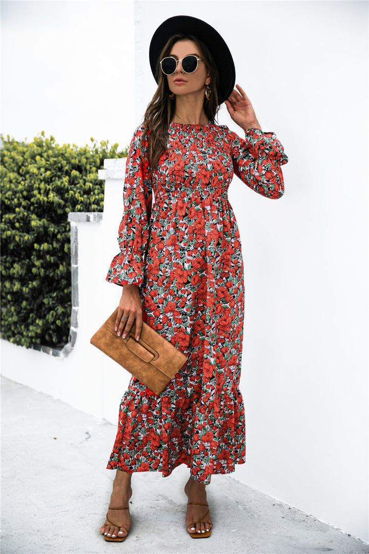Stilla | Puff Ærme Ruffle Maxi Kjole