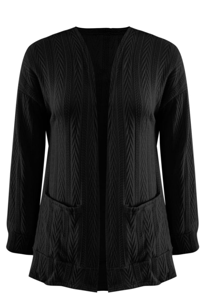 Stilla | Plus Size Tekstureret Åben Front Langærmet Cardigan