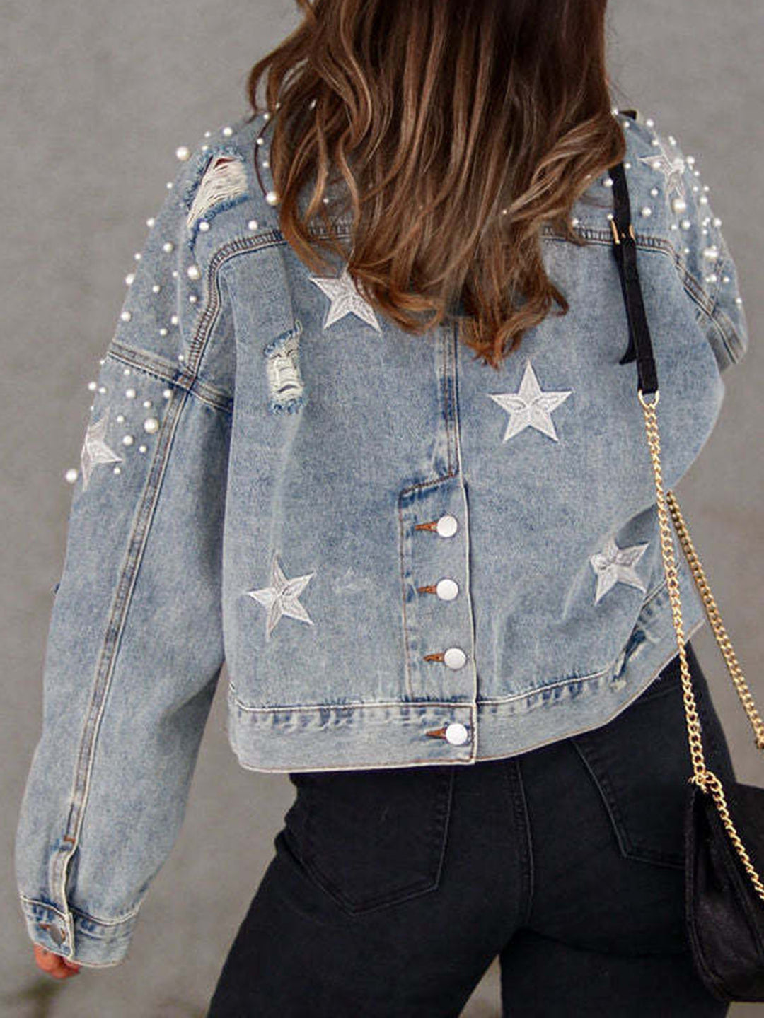 Stilla | Trim Knap Op Denim Jakke med Lommer