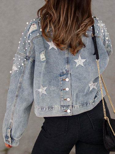 Stilla | Trim Knap Op Denim Jakke med Lommer