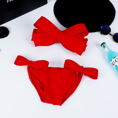 Dame Bandeau Bikini med iøjnefaldende sløjfer Skovae