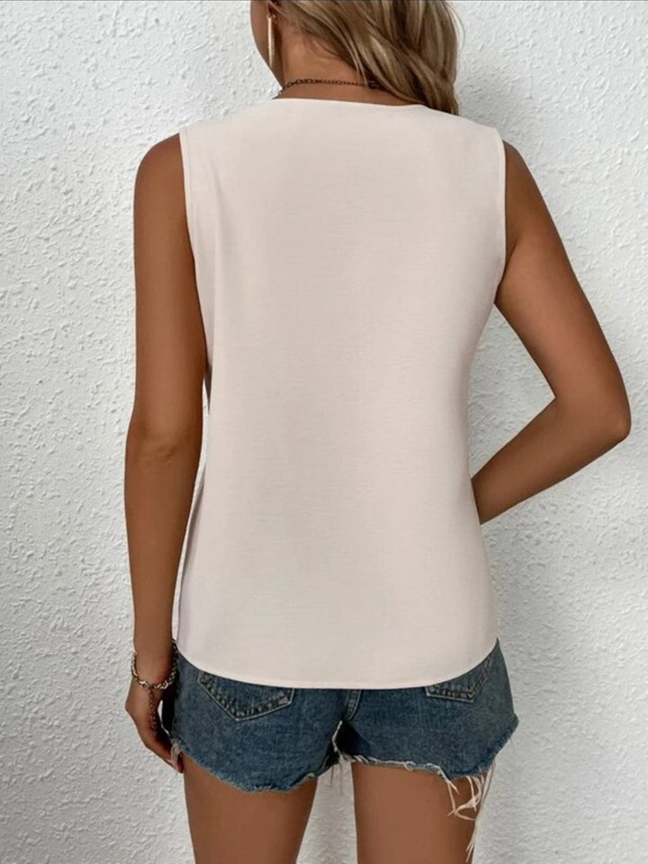 Stilla | Plus Size Blonde Detalje V-Hals Tank