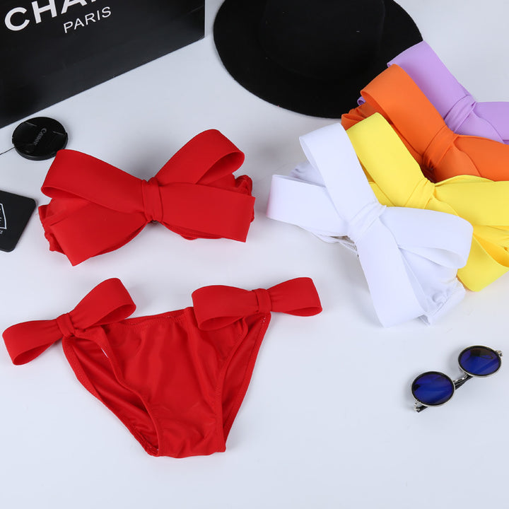 Dame Bandeau Bikini med iøjnefaldende sløjfer Skovae