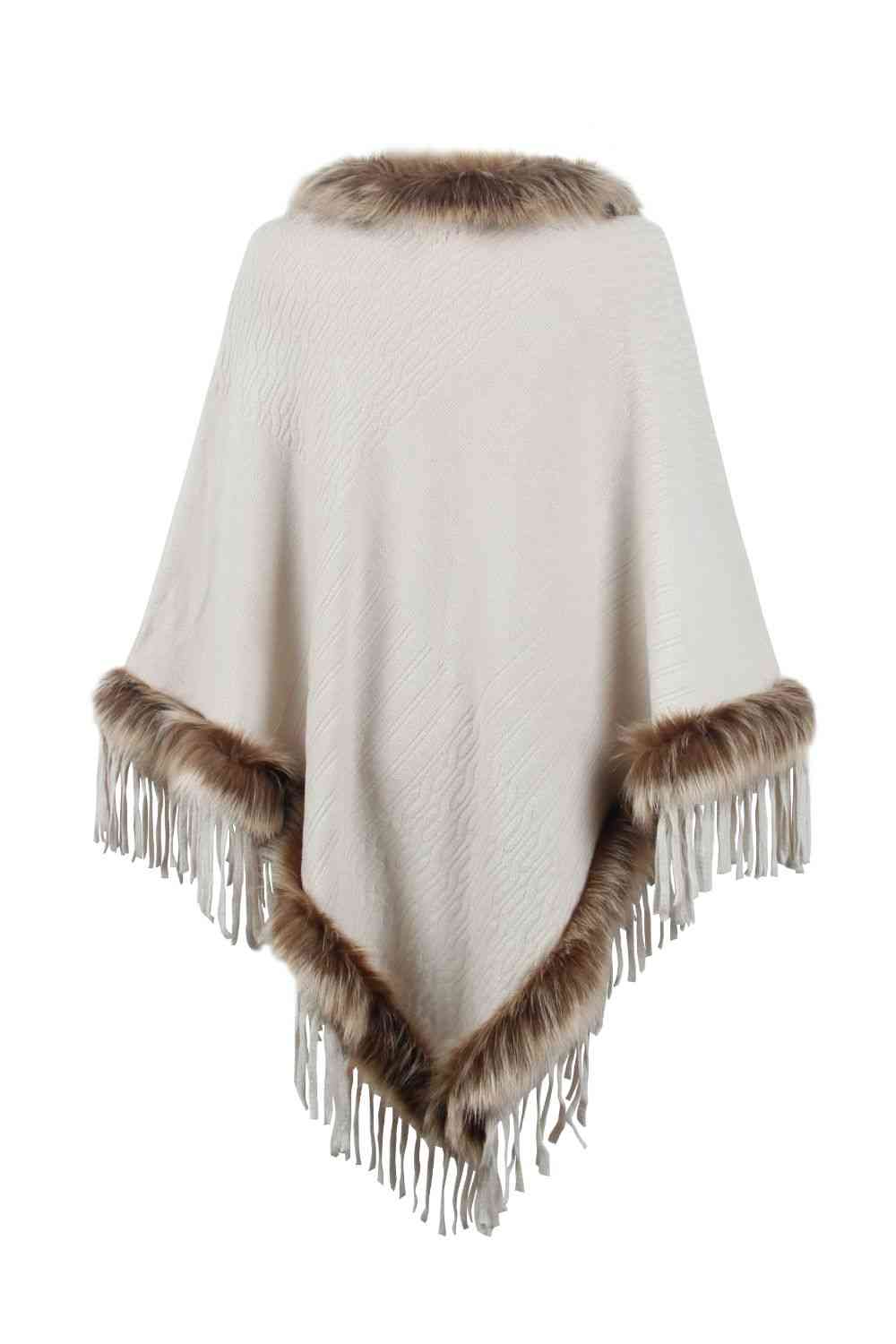 Stilla | Pelskantet Frynset Poncho