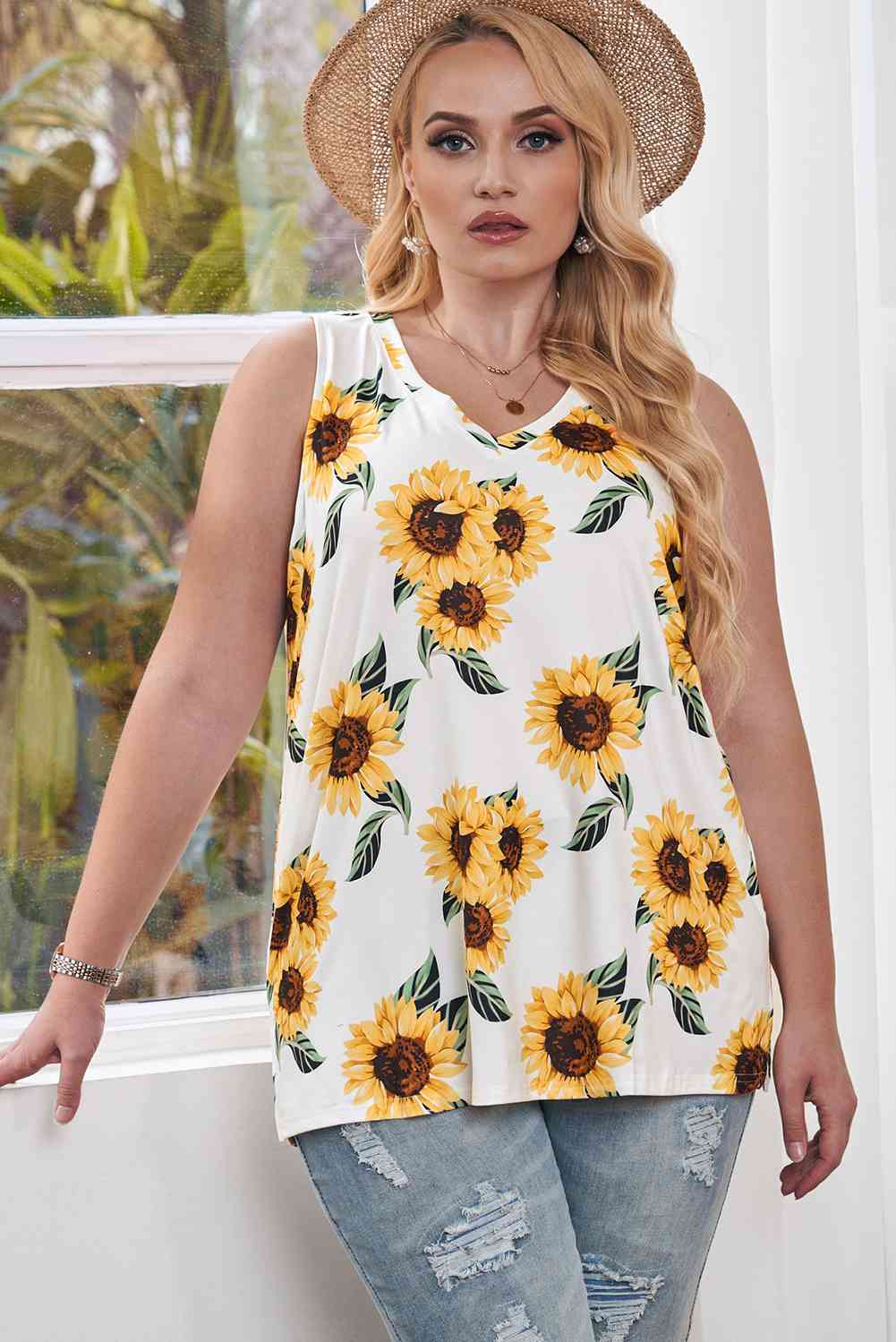 Stilla | Plus Size Printed V-hals Tank