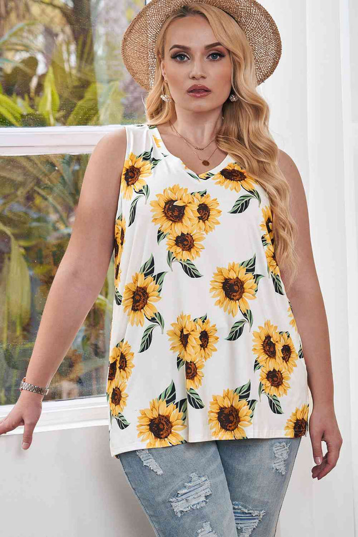 Stilla | Plus Size Printed V-hals Tank