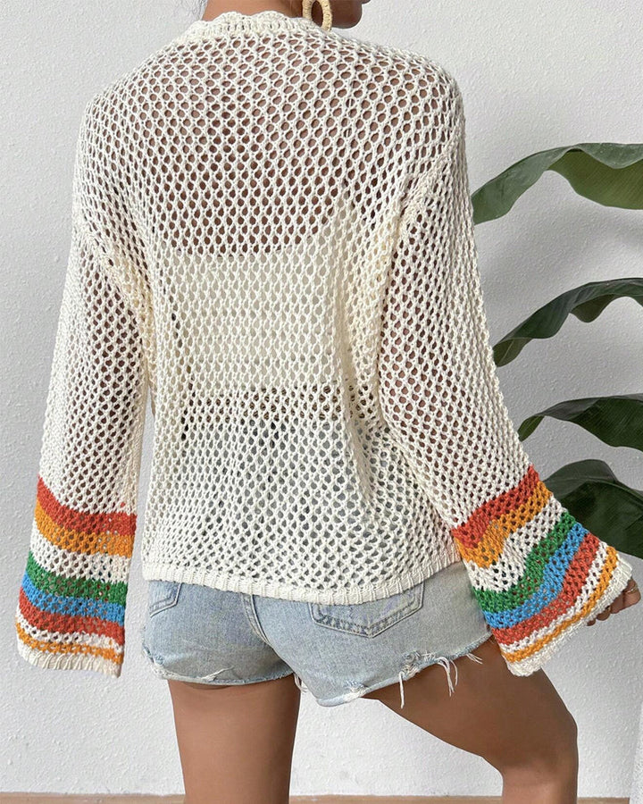 Stilla | Farverig Cardigan med Hule Ærmer