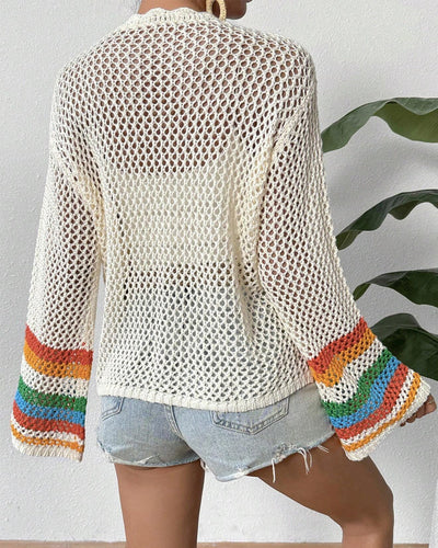 Stilla | Farverig Cardigan med Hule Ærmer
