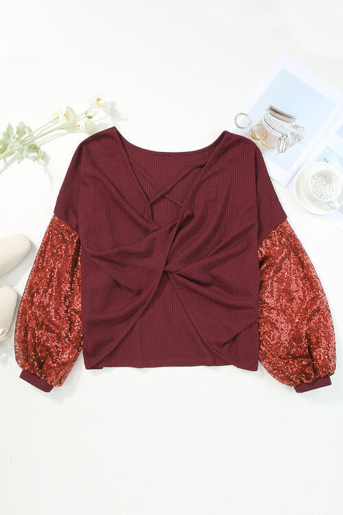 Stilla | Sequin Kryds-og-twisted Bag Langærmet Bluse