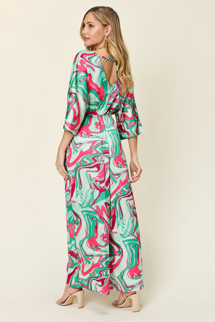 Stilla | Tag Ful Størrelse Halv Ærme Bred Ben Jumpsuit