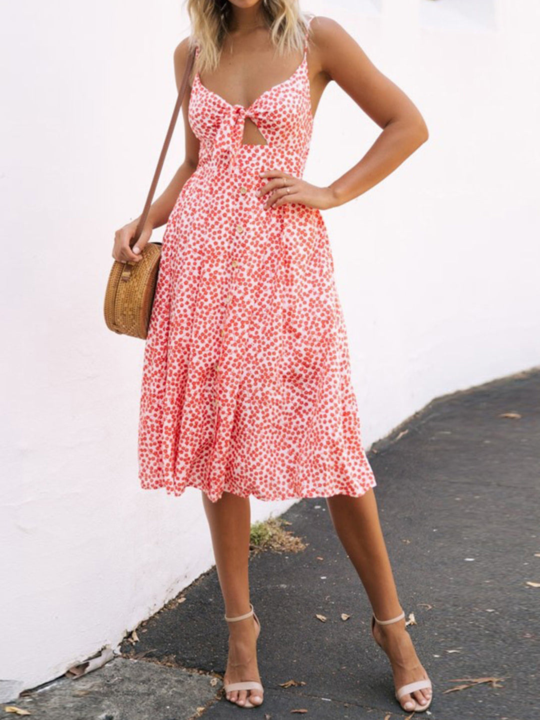 Stilla | Smocked Sweetheart Neck Cami Kjole