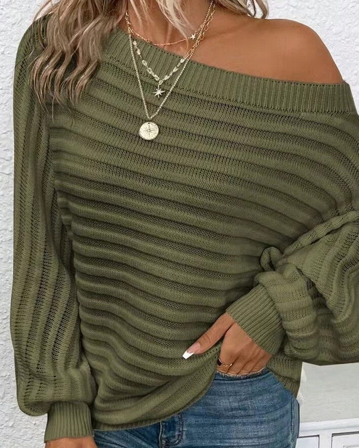 Stilla | Ribstrikket pullover i ensfarvet