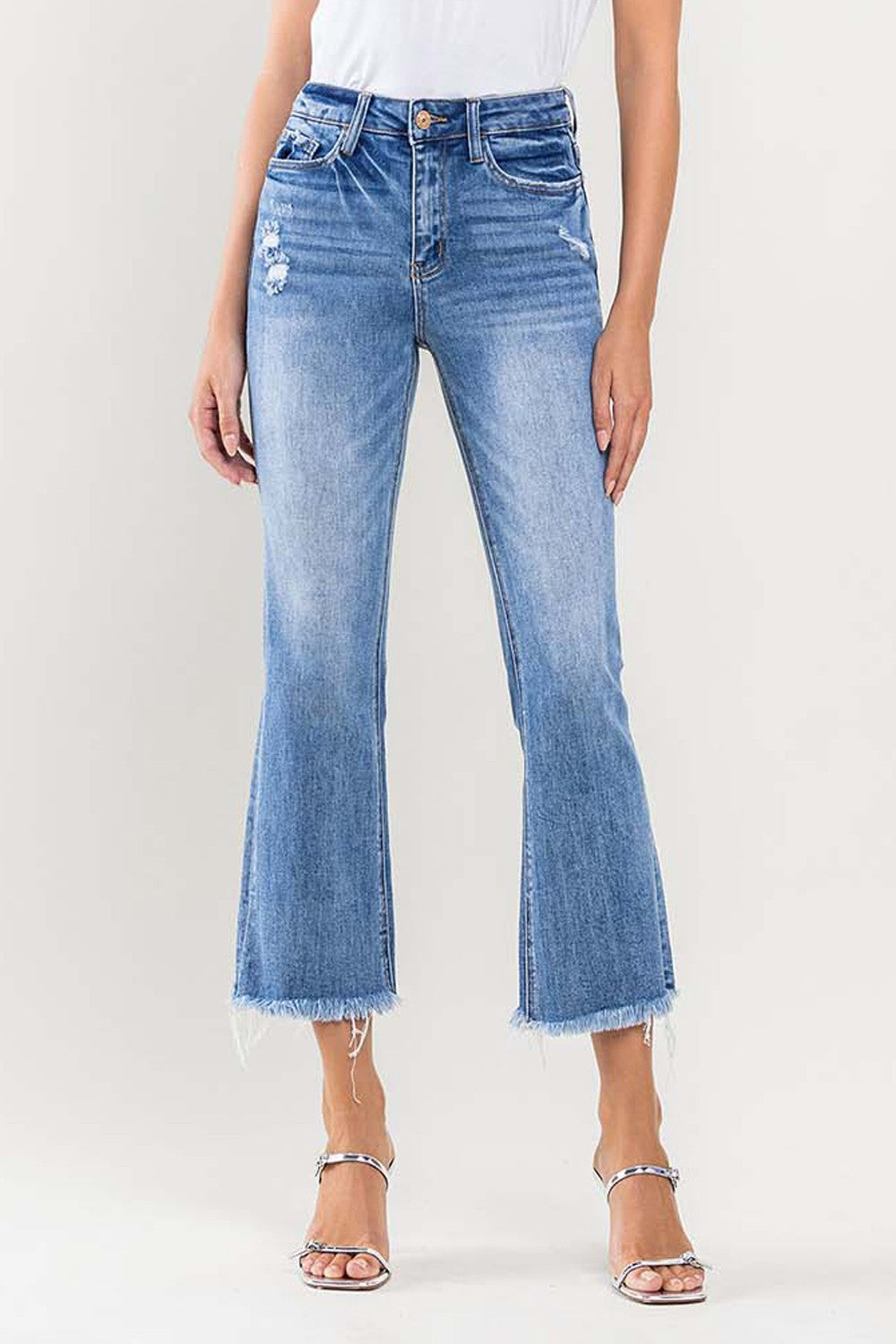 Stilla | by Flying Monkey Full Size Høj Talje Cropped Flare Jeans