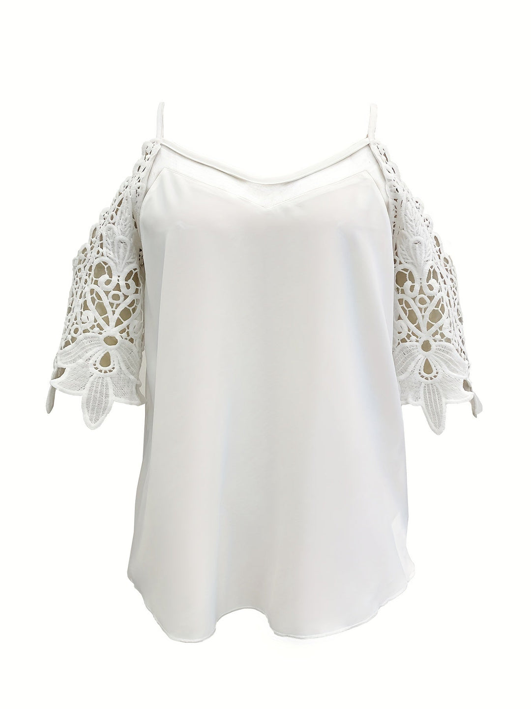 Stilla | Off Shoulder Bluse Med Blondeærmer