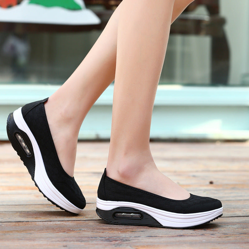 Damer nan Slip-on kile ballerina med synlig hæl luftkammer og stødabsorberende kile sål Skovae