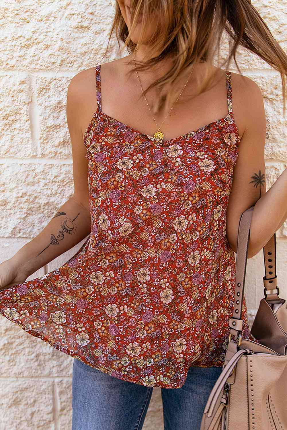 Stilla | Floral V-hals Spaghetti Strop Cami