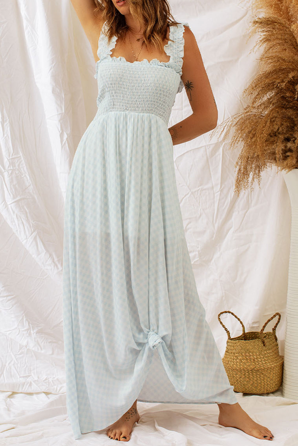 Stilla | Ruffle Strap Smocked Maxi Dress