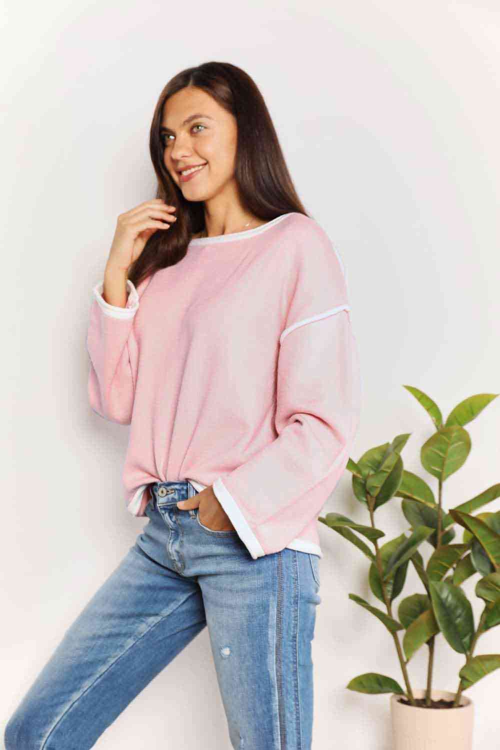Stilla | Tag Kontrastdetalje Dropped Shoulder Strik Top