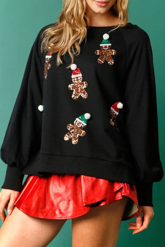 Stilla | Jule peberkage mand Pailletter Langærmet Sweatshirt