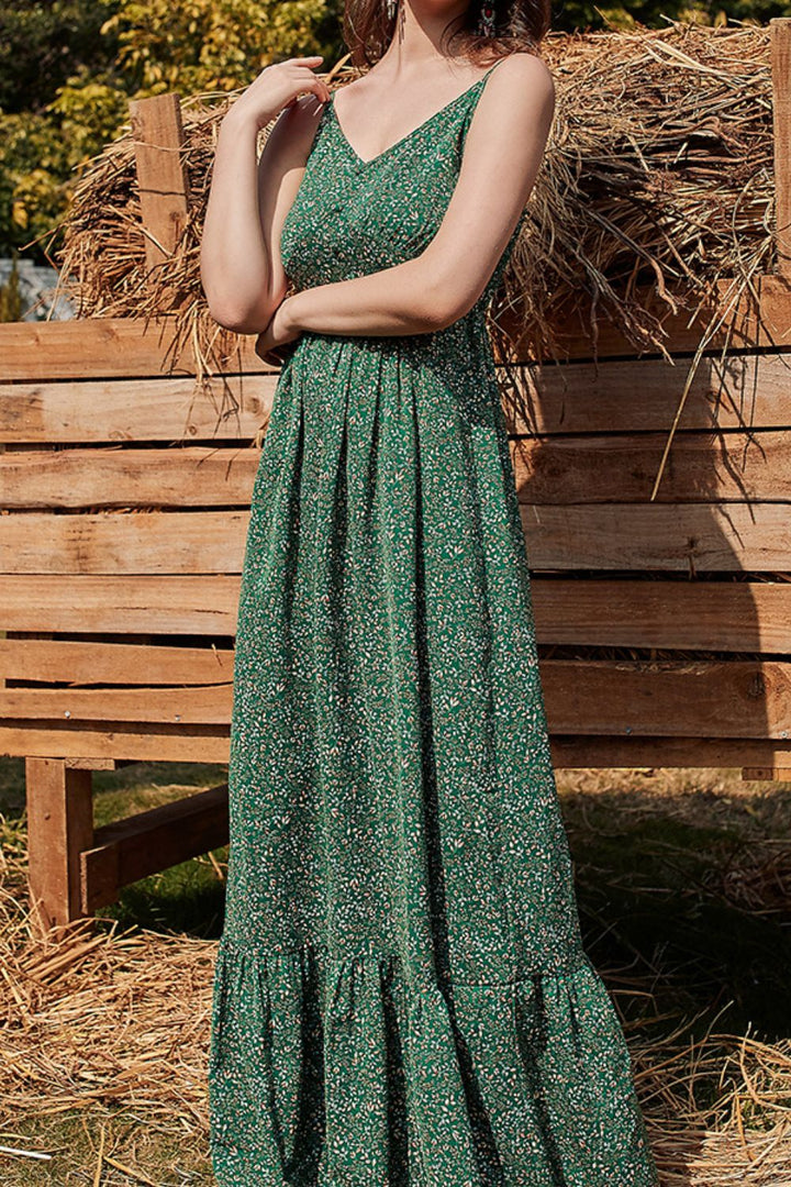 Stilla | Floral Spaghetti Strop Maxi Kjole